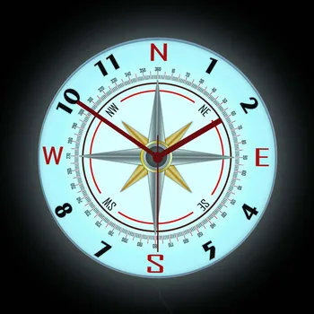 Jūrų Kompasą, LED Apšvietimas Sieninis Laikrodis Už Kambarį Jūrininkas 